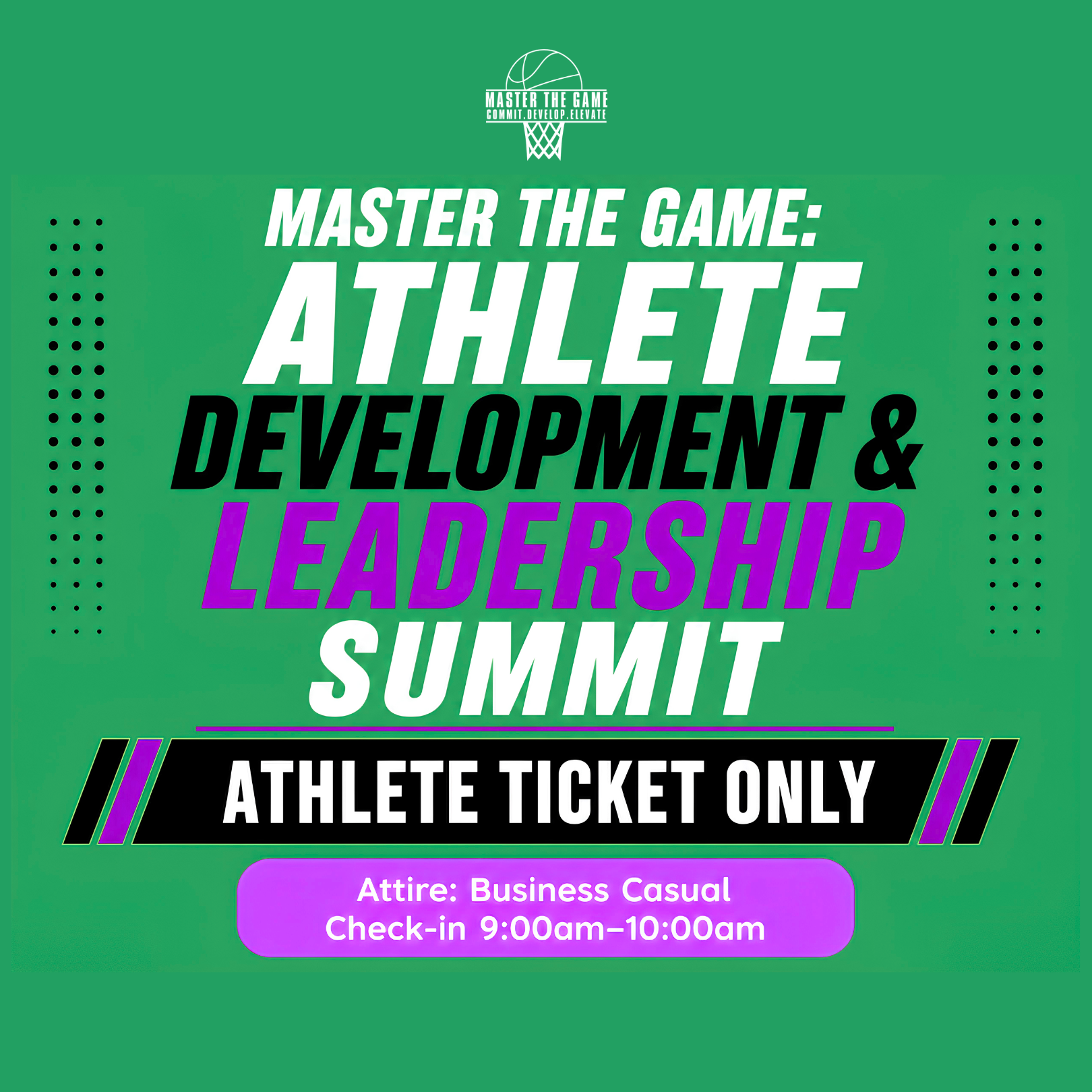 Athlete Ticket for the Master The Game Summit — includes lunch. Opens Square checkout in a new tab.